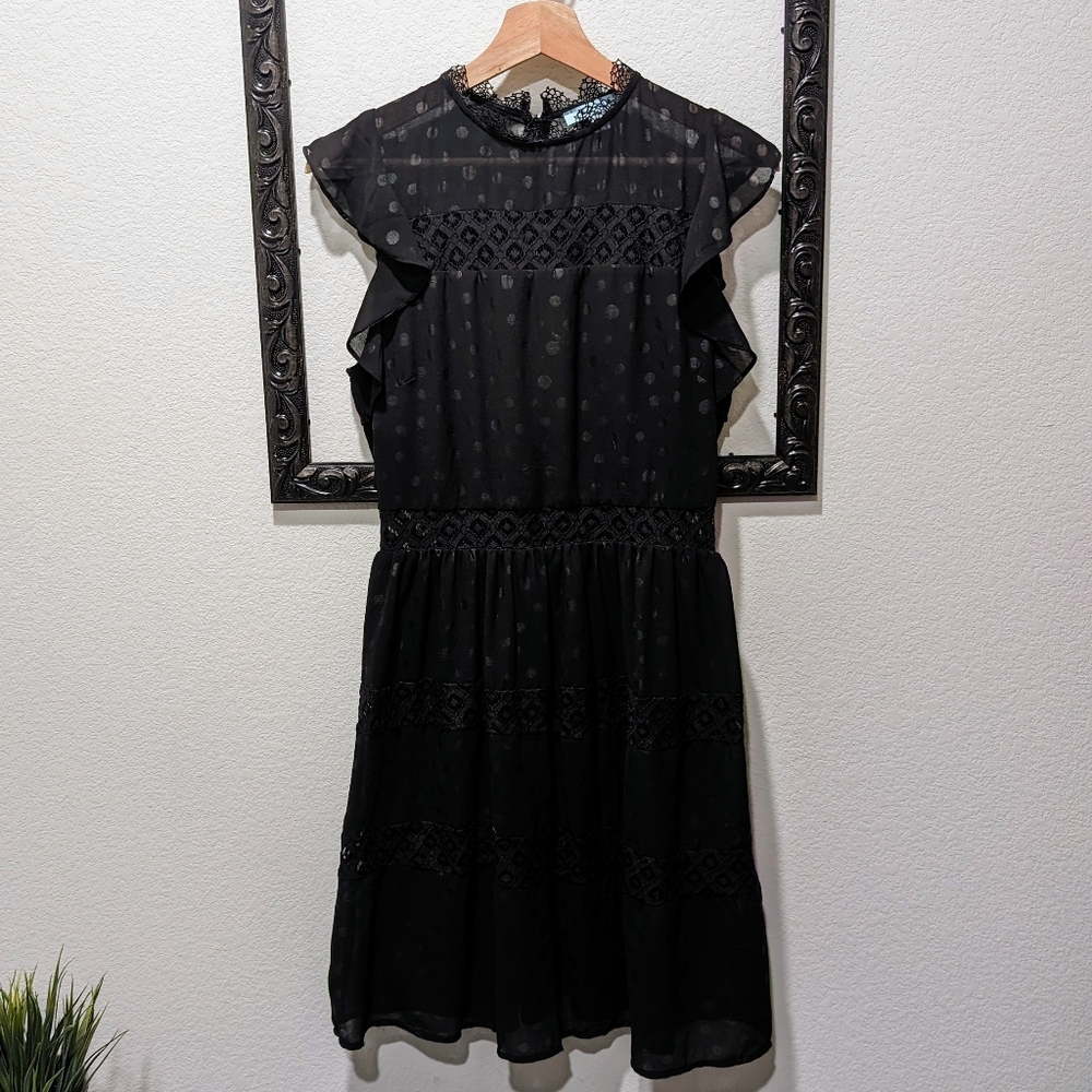 FREE SHIPPING | Size L | Black Sheer, Lace, & Eyelet Dress | New | She + Sky
